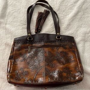 Patricia Nash Hand Tooled Floral Leather Bag Women’s Brown